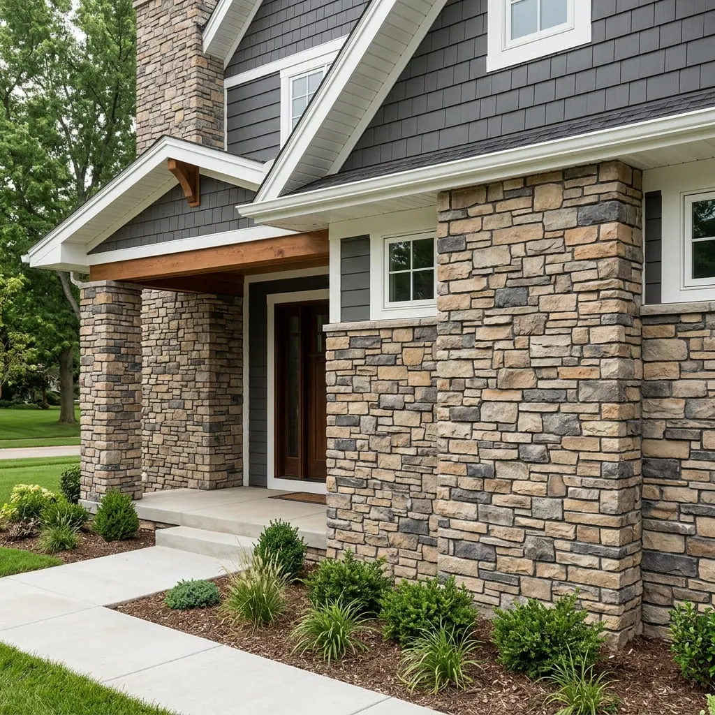 Home exterior with white soffit and fascia trim along the roofline